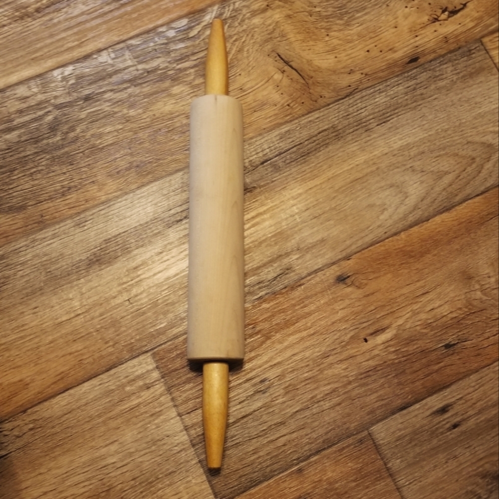 19" Vintage Heavy Wooden Rolling Pin; or use to massage sore muscles unused